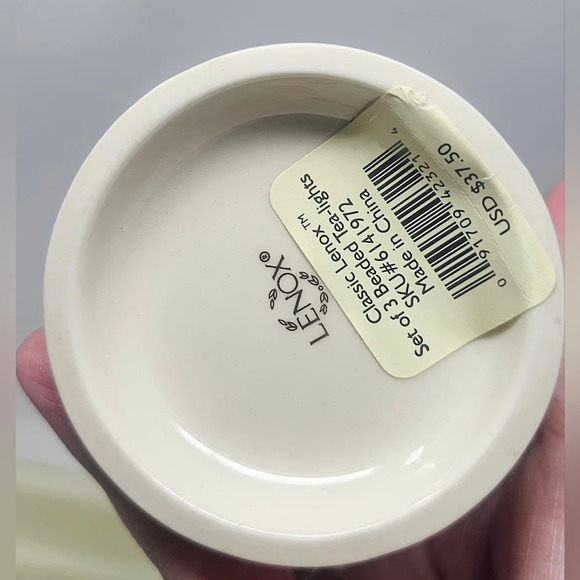 Lenox Ivory Fine China Classic Beaded Votive / Tea Light Candle Holder Set of 3 - Picture 14 of 16